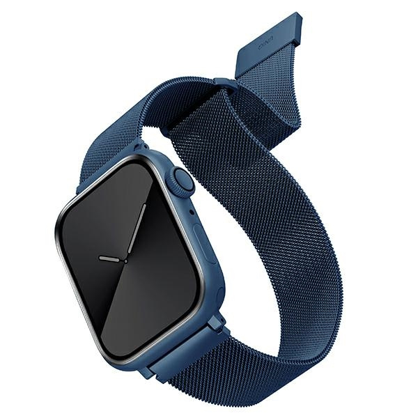 UNIQ bracelet Dante Apple Watch Série 4/5/6/7/SE 42/44/45mm. Bleu acier inoxydable/bleu cobalt