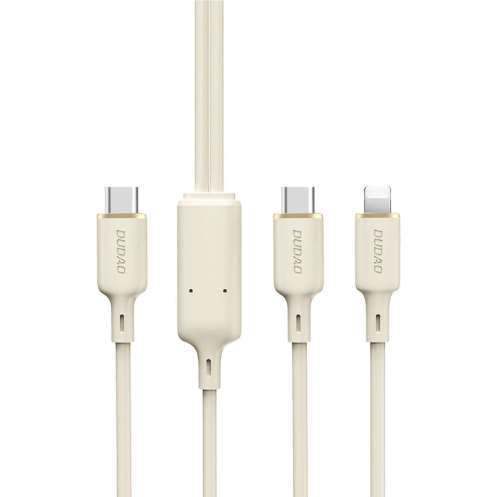 Dudao L7SF 2v1 kabel USB-C - USB-C / Lightning 100W 1,2m - béžový