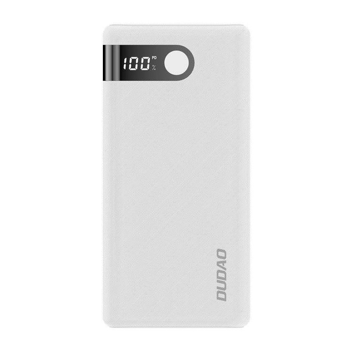 Dudao power bank 20000 mAh 2x USB / USB Type C / micro USB 2 A with LED screen white (K9Pro-05)