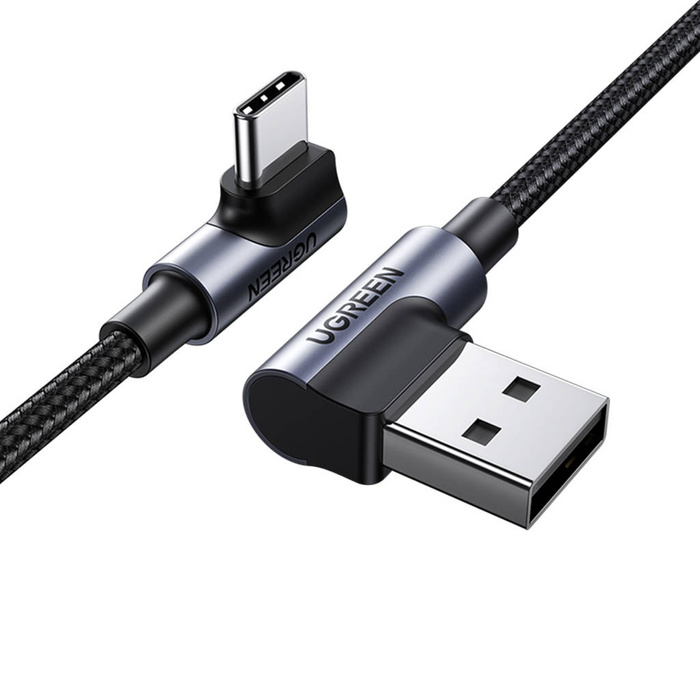 Ugreen 90° úhlový kabel USB C - USB 2.0 480 Mb/s 3A 3m černý (US176)