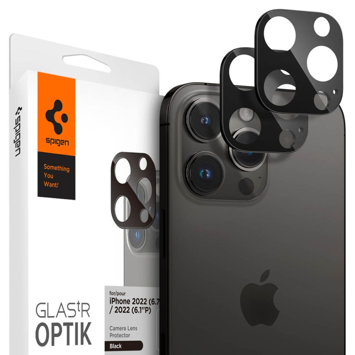 PROTEZIONE DELLA FOTOCAMERA Spigen OPTIK.TR PROTEZIONE DELLA FOTOCAMERA 2-PACK 14 Pro / 14 Pro Max  / 15 Pro / 15 Pro Max NERO