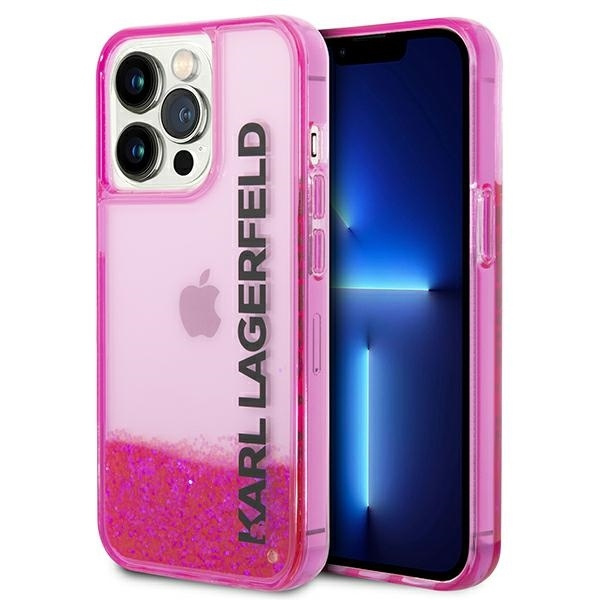 Hülle KARL LAGERFELD Apple iPhone 14 Pro Max Liquid Glitter Elong Rosa Hartcase