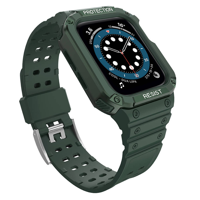 Protect Strap Band Band with Case for Watch 7/6 / 5/4/3/2 / SE (45/44 / 42mm) Case Armored Watch Cover Green