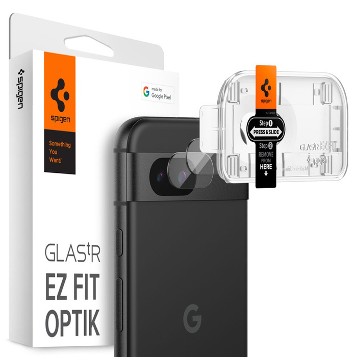 Spigen PROTECTEUR D'APPAREIL PHOTO OPTIK.TR "EZ FIT" PROTECTEUR D'APPAREIL PHOTO 2-PACK GOOGLE PIXEL 8A CLEAR