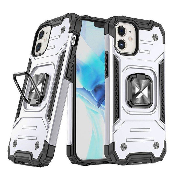 Funda Wozinsky Ring Armor para iPhone 14 funda blindada soporte magnético anillo plata