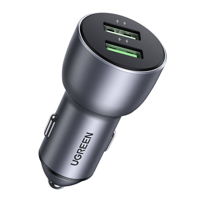 Ugreen quick car charger 2x USB 36W Quick Charge SCP FCP AFC gray (CD213 10144)