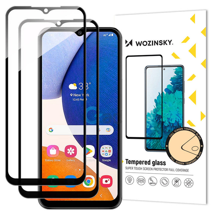 Wozinsky Full Glue Trempé Verre Samsung Galaxy A14 5G 9H Plein Écran Verre Trempé avec Cadre Noir