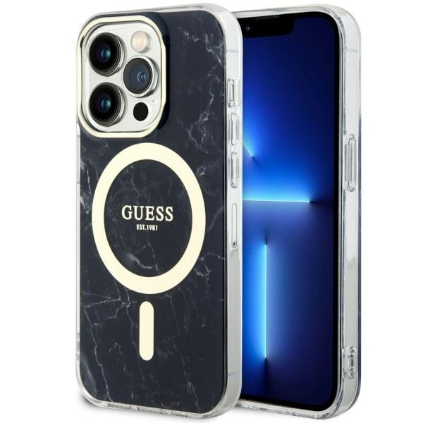 Case Guess GUHMP14LPCUMAK iPhone 14 Pro 6.1" black/black hardcase Marble MagSafe Case