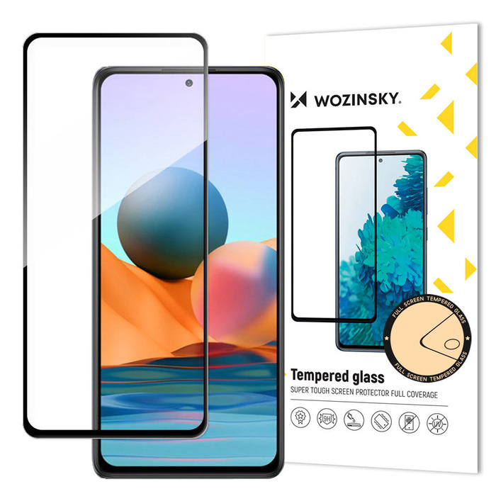 Wozinsky Tempered Glass Full Glue Super Tough Screen Protector Full Coveraged with Frame Case Friendly for Xiaomi Redmi Note 10 Pro black