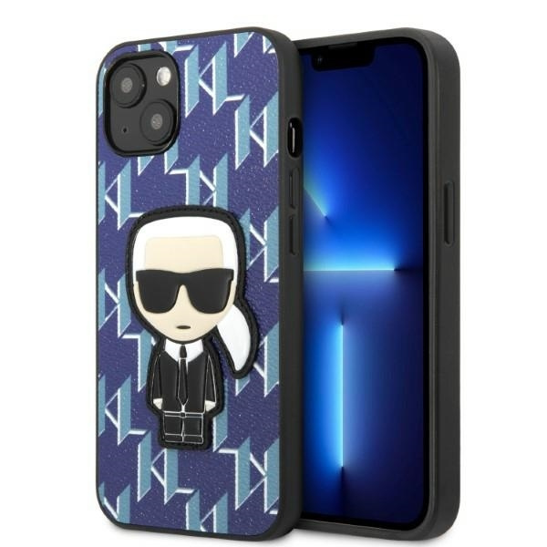 Obal Karl Lagerfeld Klhcp13mpmnikbl iPhone 13 6,1" Hardcase Blue/blue Monogram Ikonik Patch Case