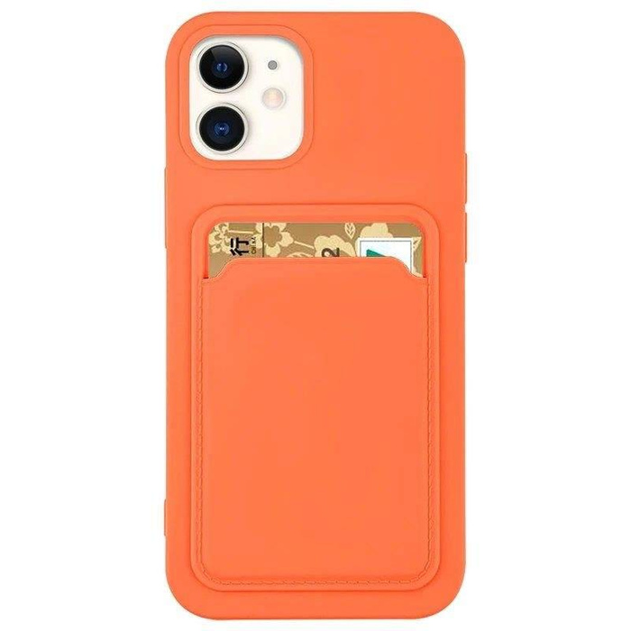 Card Case silicone wallet case with card holder documents for iPhone 13 mini orange