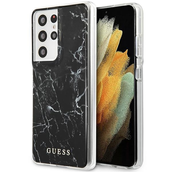 Case GUESS Samsung Galaxy S21 Ultra Marble Black Hardcase