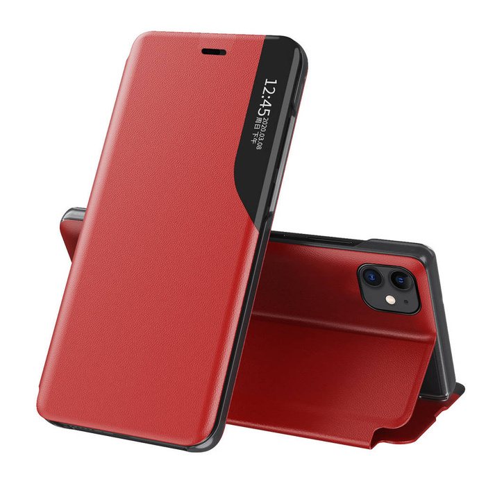 Eco Leather View Case étui élégant coque avec rabat et fonction stand iPhone 13 mini rouge