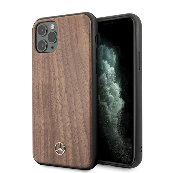 Pouzdro MERCEDES Apple iPhone 11 Pro Max Wood Line Ořechově hnědé pouzdro