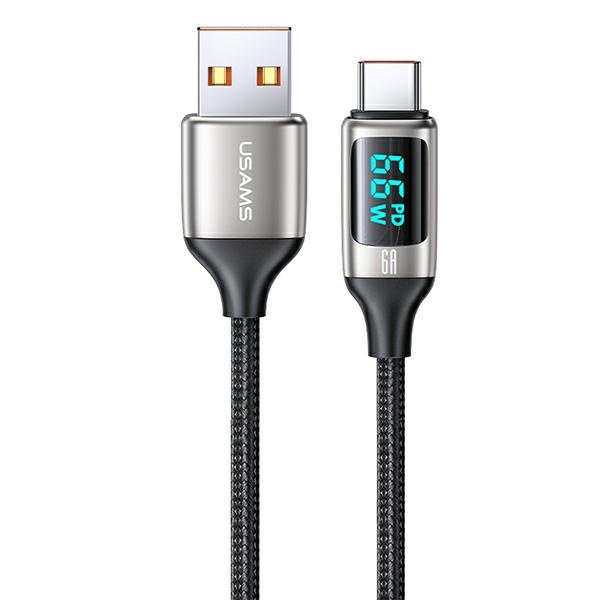 USAMS Cable USB-C 1.2m LED 6A Fast Charging cable white / white SJ544USB02 (US-SJ544)