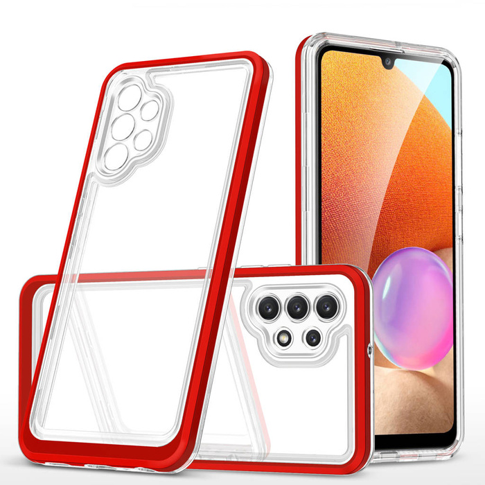 Clear 3in1 coque pour Samsung Galaxy A32 5G gel cover with frame red