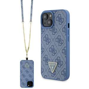 Hülle Guess GUHCP15SP4TDSCPB iPhone 15 6.1" blau/blau hartcase Crossbody 4G Metall Logo Case