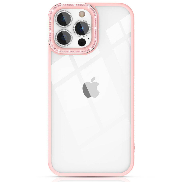 Kingxbar Sparkle Series per iPhone 13 Pro con cover posteriore in cristalli rosa