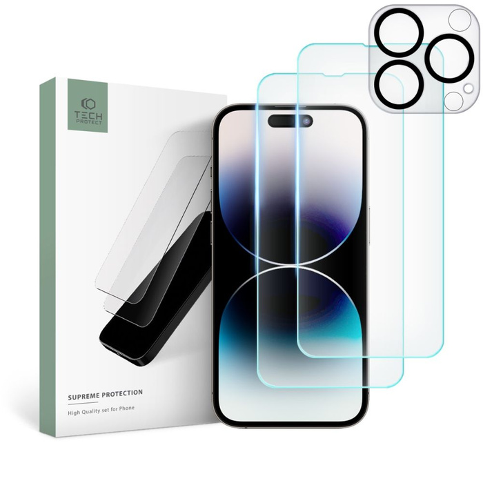 Tempered Glass Tech-protect Supreme Set iPhone 14 Pro Max Clear