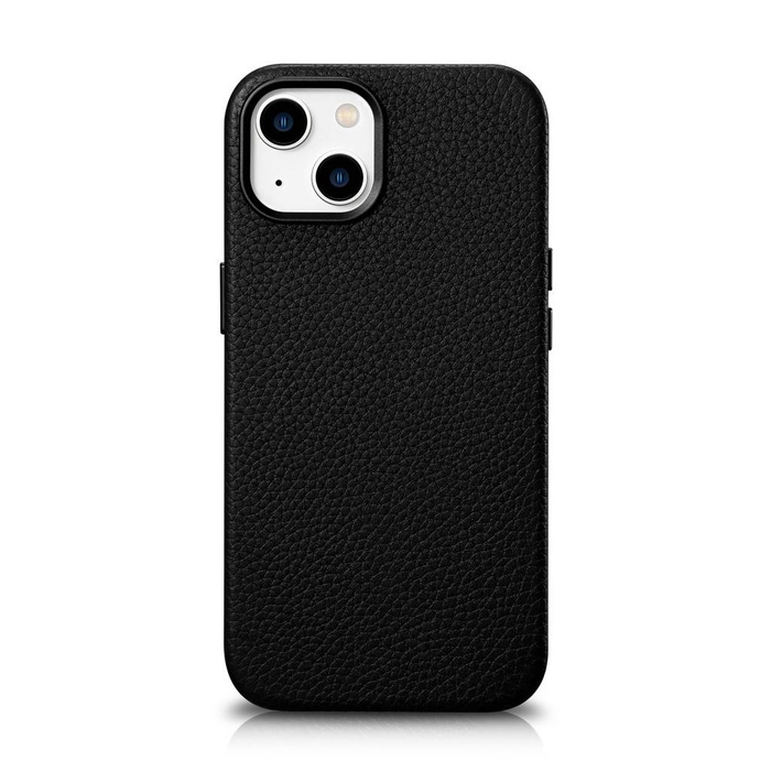 iCarer Litchi Premium Leather Case iPhone 14 Plus Étui en cuir magnétique avec MagSafe Noir (WMI14220711-BK)