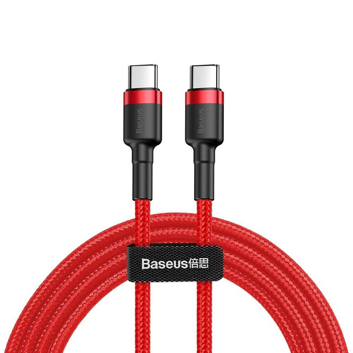 Baseus Cafule Cable Durable Nylon Braided Wire USB-C PD / USB-C PD PD2.0 60W 20V 3A QC3.0 1M red (CATKLF-G09)