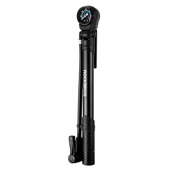 Rockbros 42310006001 bicycle pump with pressure gauge - black