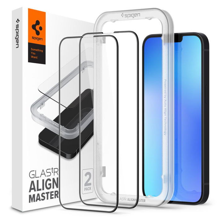 Tempered Glass SPIGEN Alm Glass Fc 2-Pack iPhone 13 Pro Max Black