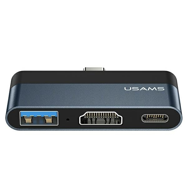 USAMS Adaptér HUB USB 3.0 / USB-C / HDMI 1.4 šedá / šedá SJ492HUB01 (US-SJ492)