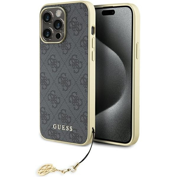 Guess GUHCP15XGF4GGR iPhone 15 Pro Max 6,7" grau/grau hartcase 4G Charms Kollektion