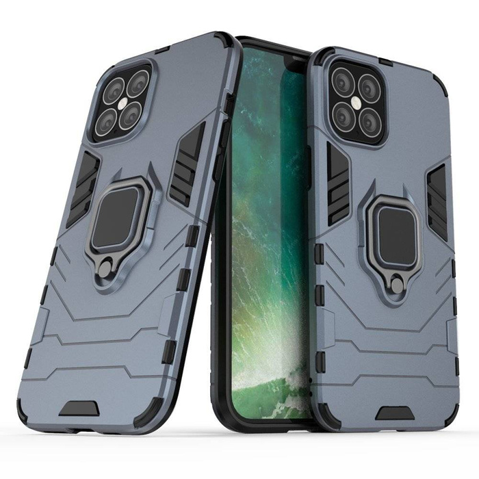 Kroužek Armor pancéřovaný hybridní pouzdro kryt + magnetic držák iPhone 12 Pro Max modrý