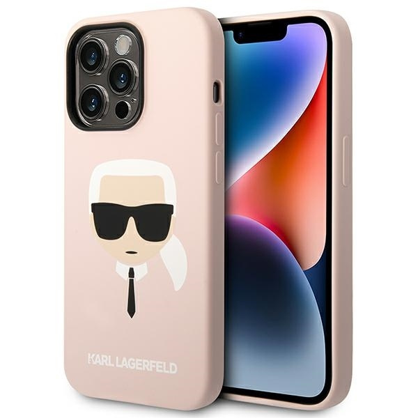 Case KARL LAGERFELD Apple iPhone 14 Pro Max Silicone Karl`s Head Pink Hardcase