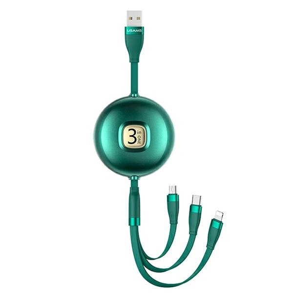 USAMS Kabel U69 3in1 1m grün/grün (Blitz/MicroUSB/USB-C) SJ508USB03 (US-SJ508)