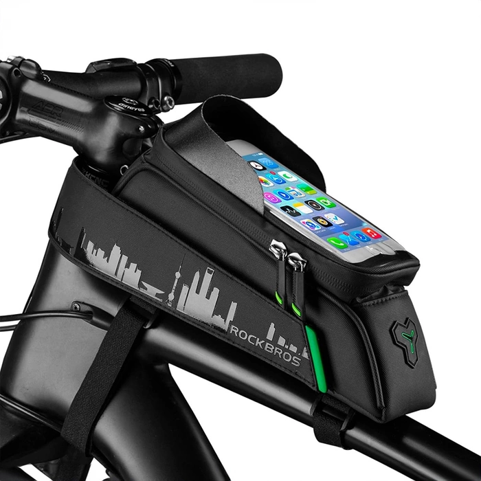 Sacoche de vélo Rockbros 029-1BK pour cadre avec housse de téléphone - noir