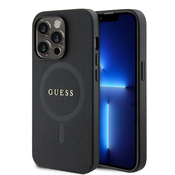 Case Guess GUHMP15LPSAHMCK iPhone 15 Pro 6.1" black/black hardcase Saffiano MagSafe Case