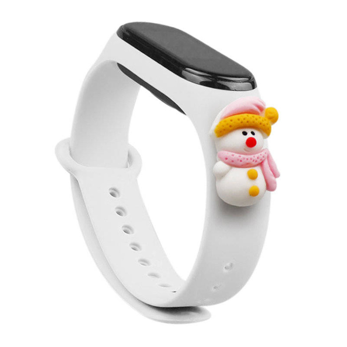 Strap Xmas band pour Xiaomi Mi Band 4 / Mi Band 3 festive silikonouveau bracelet bracelet blanc (snowman 2)