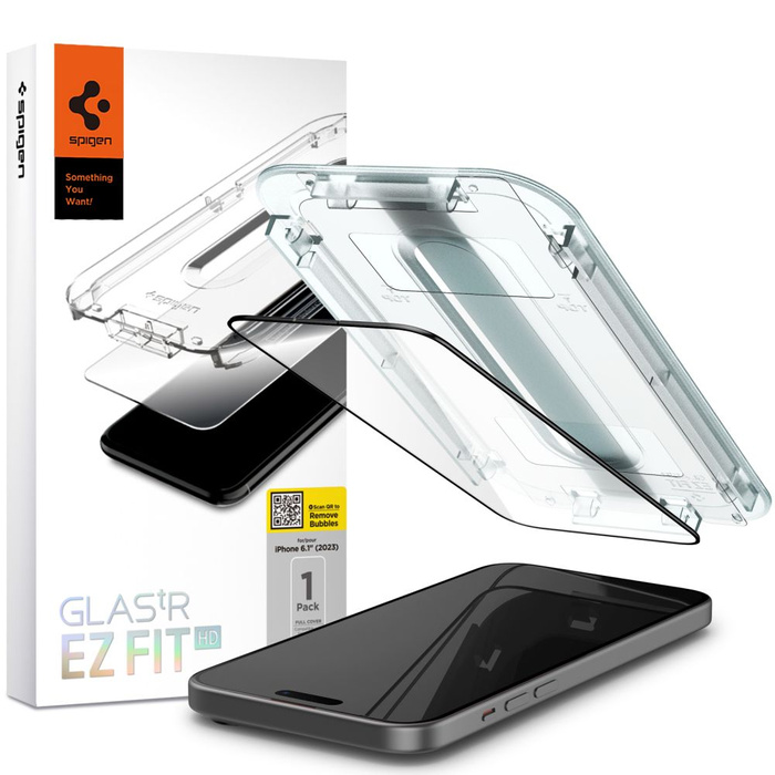 Tempered Glass Spigen Glas.tr "ez Fit" Fc iPhone 15 Black