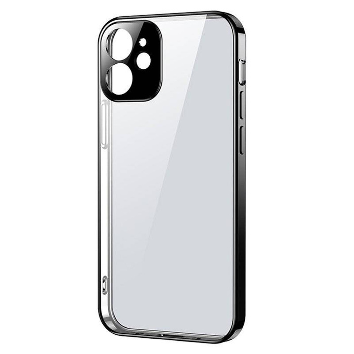 Joyroom New Beauty Series ultra-mince transparent coque avec cadre métallique pour iPhone 12 Pro Max noir (JR-BP744)