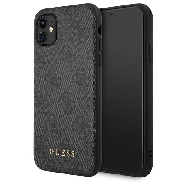 Hülle Guess GUHCN61G4GFGR iPhone 11 6.1" grau/grau hart case 4G Metall Gold Logo