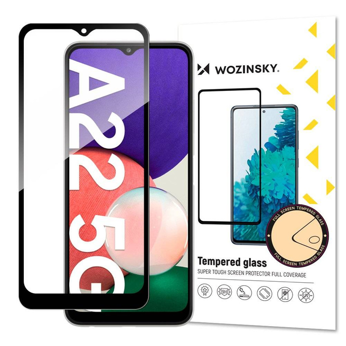 Wozinsky Tempered Glass Full Glue Super Tough Screen Protector Full Coveraged with Frame Case Friendly for Samsung Galaxy A22 5G black