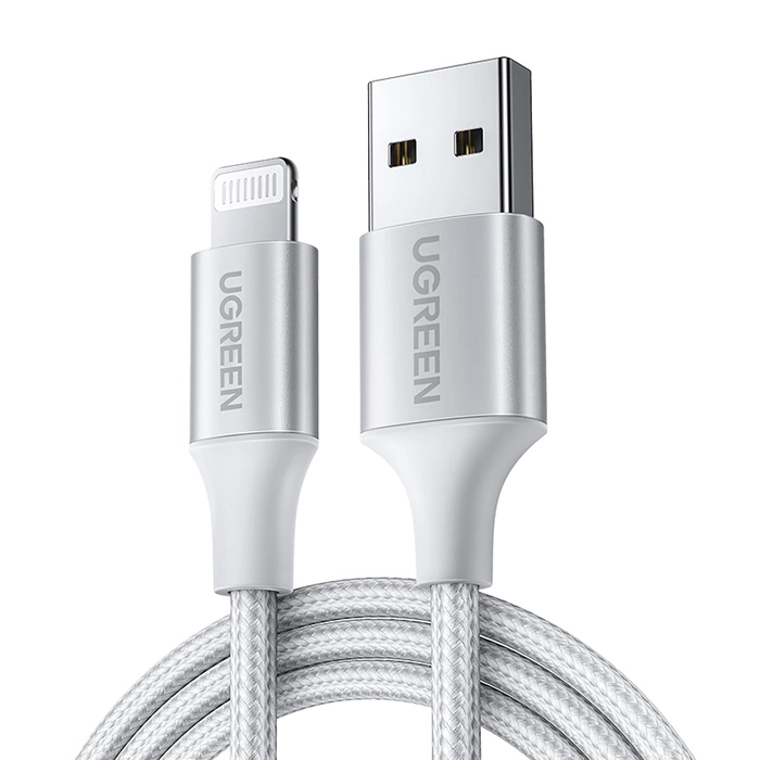 Kabel Lightning auf USB UGREEN 2.4A US199, 2m (silber)