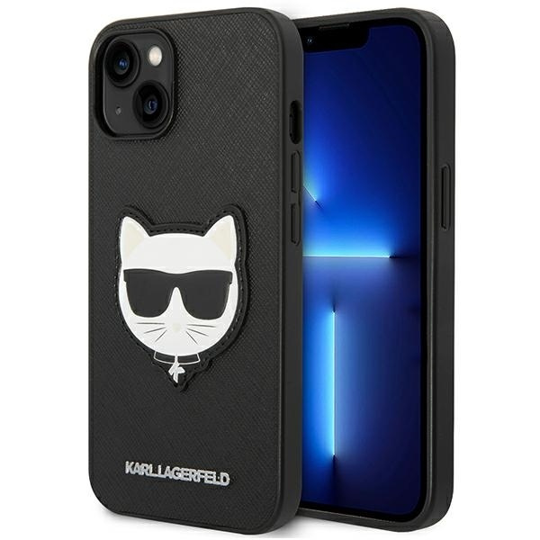 Case Karl Lagerfeld iPhone 14 6.1" hardcase black/black Saffiano Choupette Head Patch