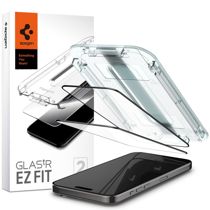 Tempered Glass Spigen Glas.tr "ez Fit" Fc 2-pack iPhone 15 Pro Black