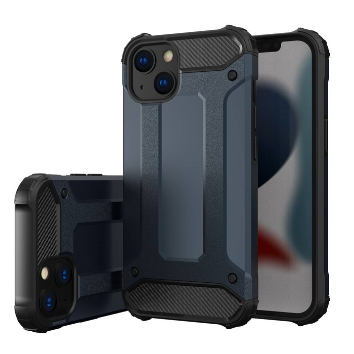 Hybrid Armor Case Cover robusta e robusta per iPhone 13 mini blu