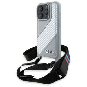 Hülle BMW iPhone 16 Pro Max grau/grau hartcase M Edition Carbon Stripe & Strap