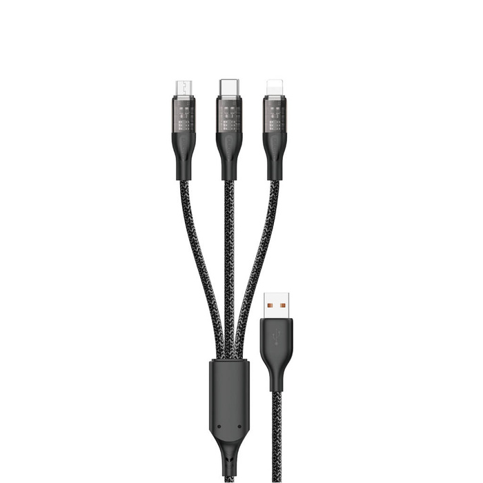 Rychlonabíjecí kabel 120W 1m 3v1 USB - USB-C / microUSB / Lightning Dudao L22X - stříbrný