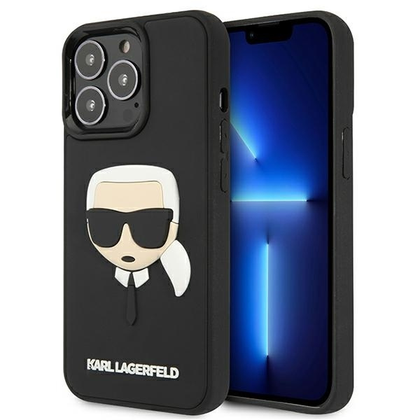 Karl Lagerfeld KLHCP13LKH3DBK iPhone 13 Pro / 13 6,1" černé / černé pevné pouzdro 3D Rubber Karl`s Head