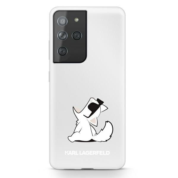 Pouzdro KARL LAGERFELD Samsung Galaxy S21 Ultra Choupette Fun KLHCS21LCFNRC Čiré pevné pouzdro