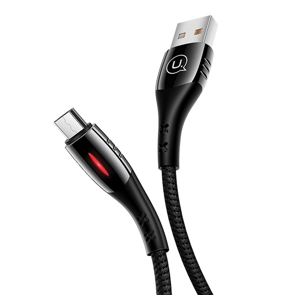 Kabel Opletený USAMS MicroUSB U-Tone Power-off 2A Rychlé nabíjení 1,2 m černý