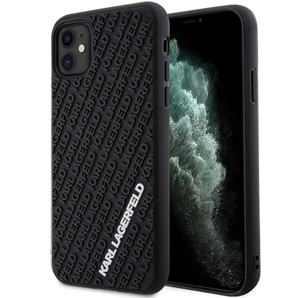 Hülle Karl Lagerfeld KLHCN613DMKRLK iPhone 11 / Xr 6.1" schwarz/schwarz hartcase 3D Rubber Multi Logo Case