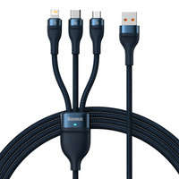 Baseus Flash Series Ⅱ kabel 3v1 s rychlonabíjením z USB-A na USB-C / Micro-USB / Lightning 66W 480Mbps 1,2m modrá